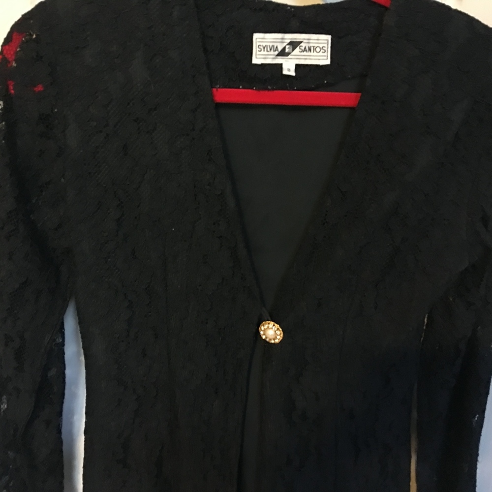 Vintage Sylvia Santos Black Lace Jacket - Picture 3 of 8